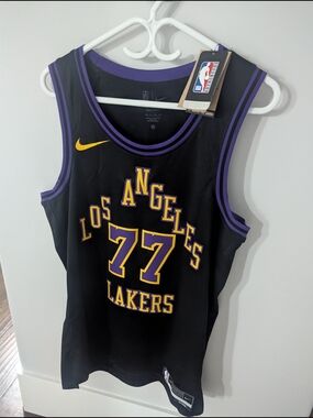 Nike Black Los Angeles Lakers #77 Jersey with Purple and Gold Accents
